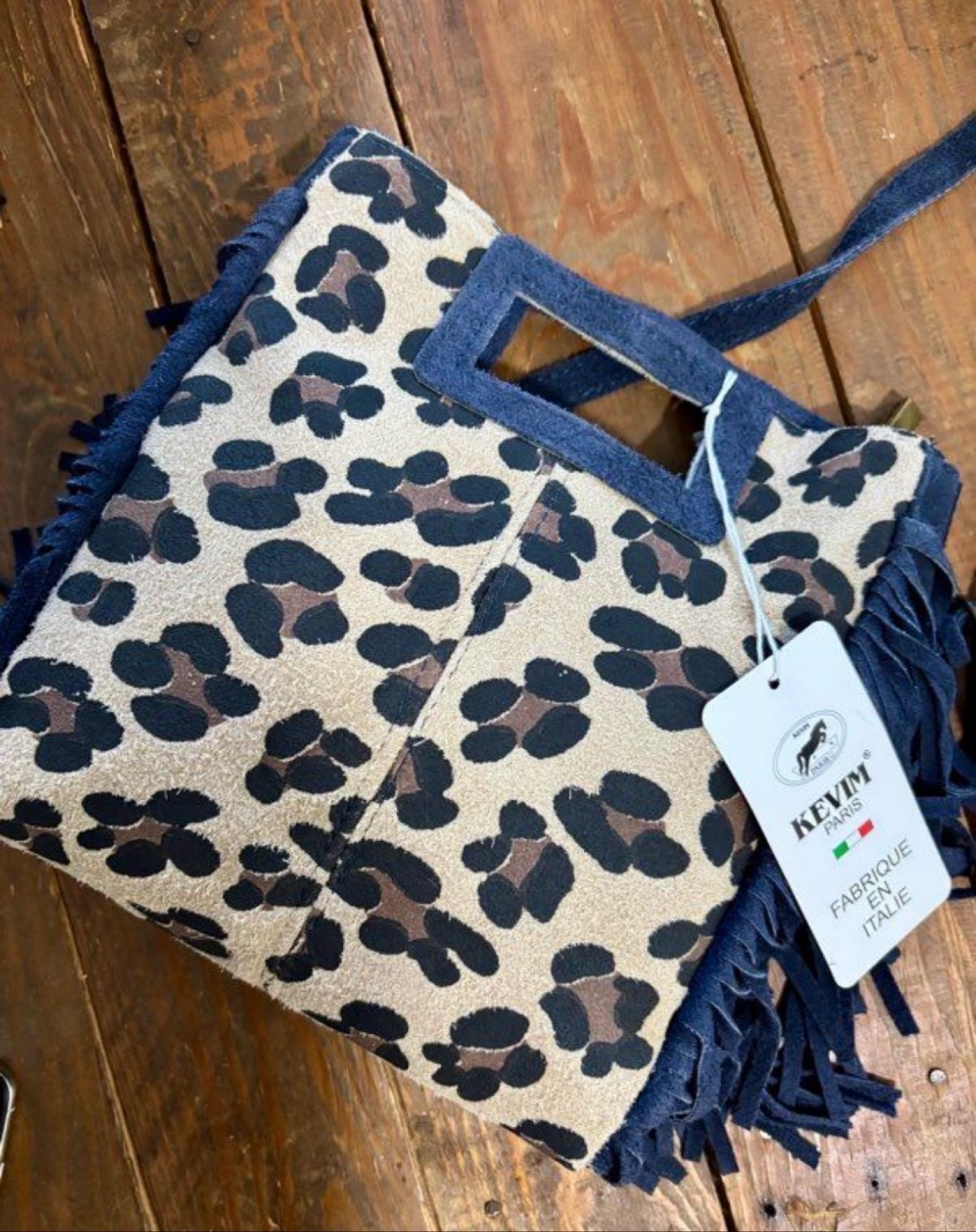 Sac Cuir Léopard à Frange Neuf